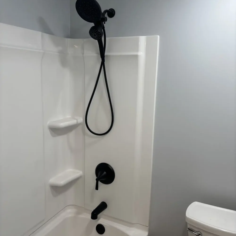 New Black Metal Finishes in a Midwest Bathroom
